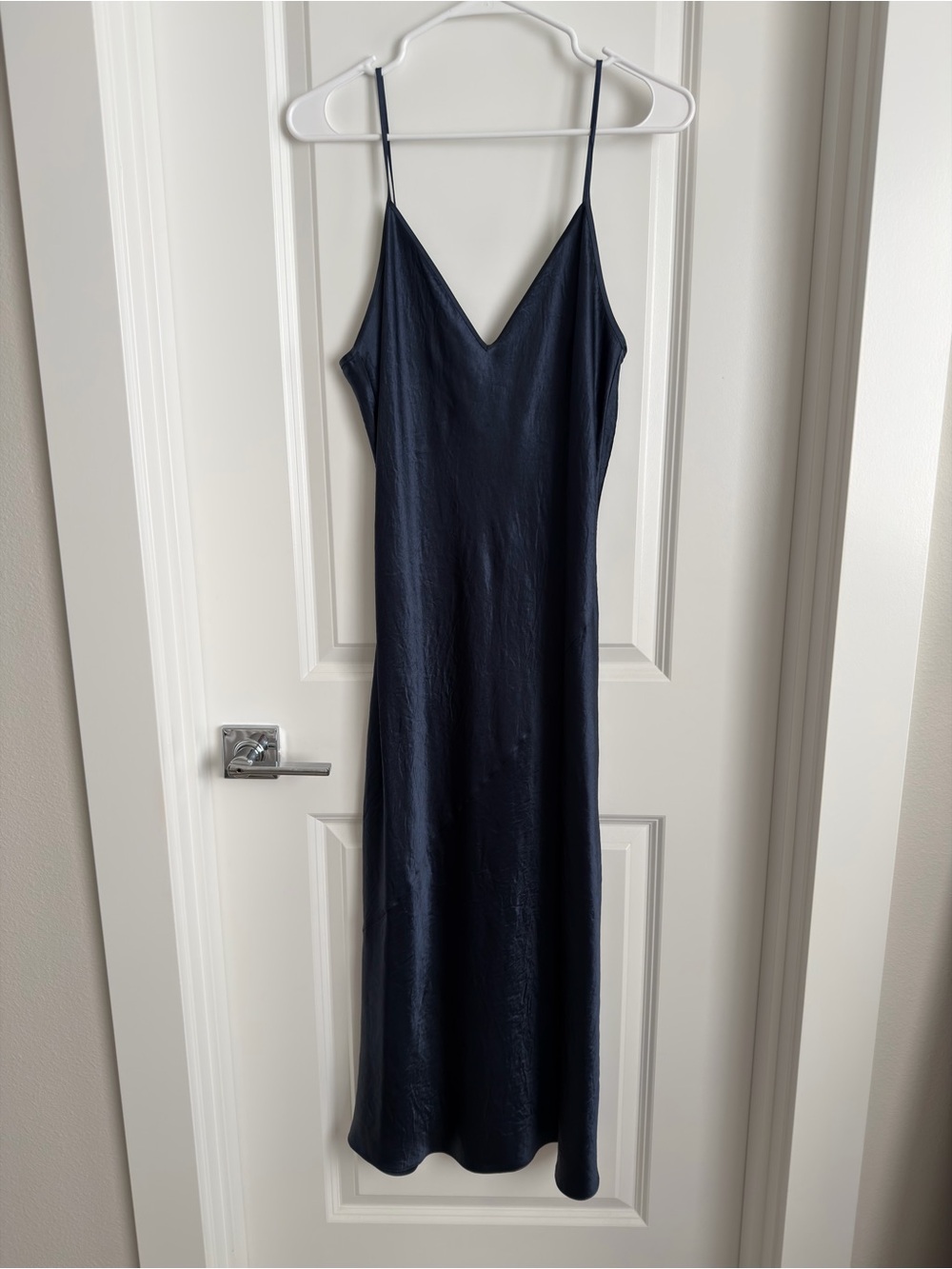 Aritzia Babaton Navy Only Slip Satin Midi Dress